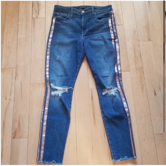 Joe's Jeans Charlie high rise jeans rose gold stripes up the sides 29 - Picture 1 of 10
